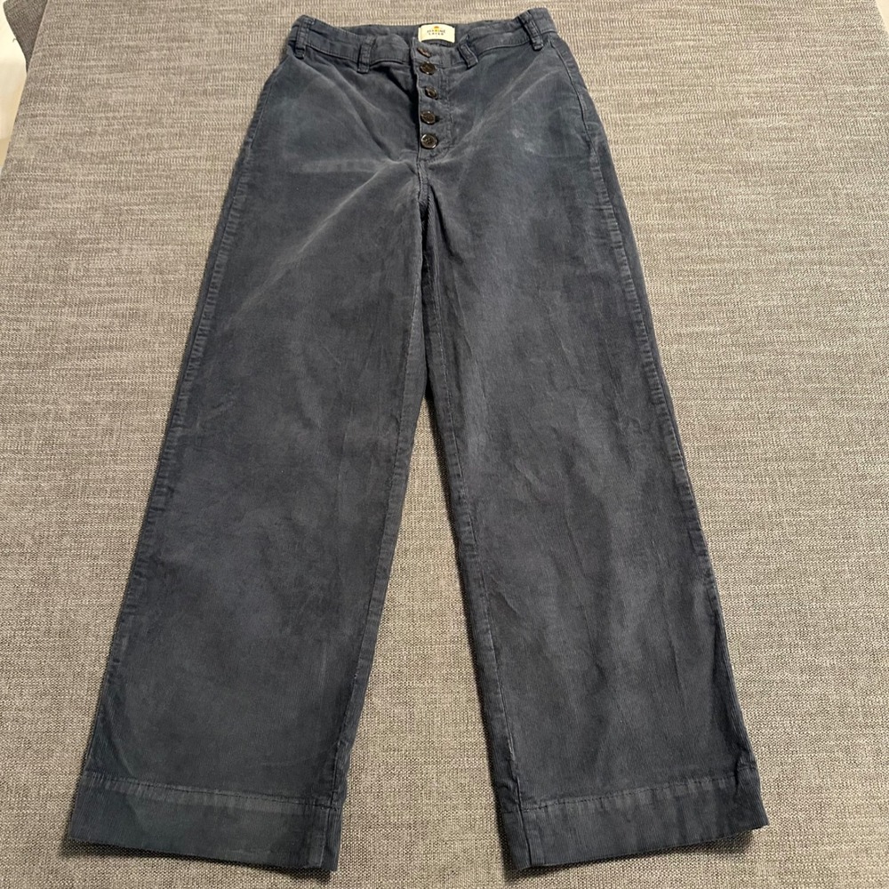 Marine Layer Corduroy Wide Leg Pants Womens 8 Grey Button Fly HighRise